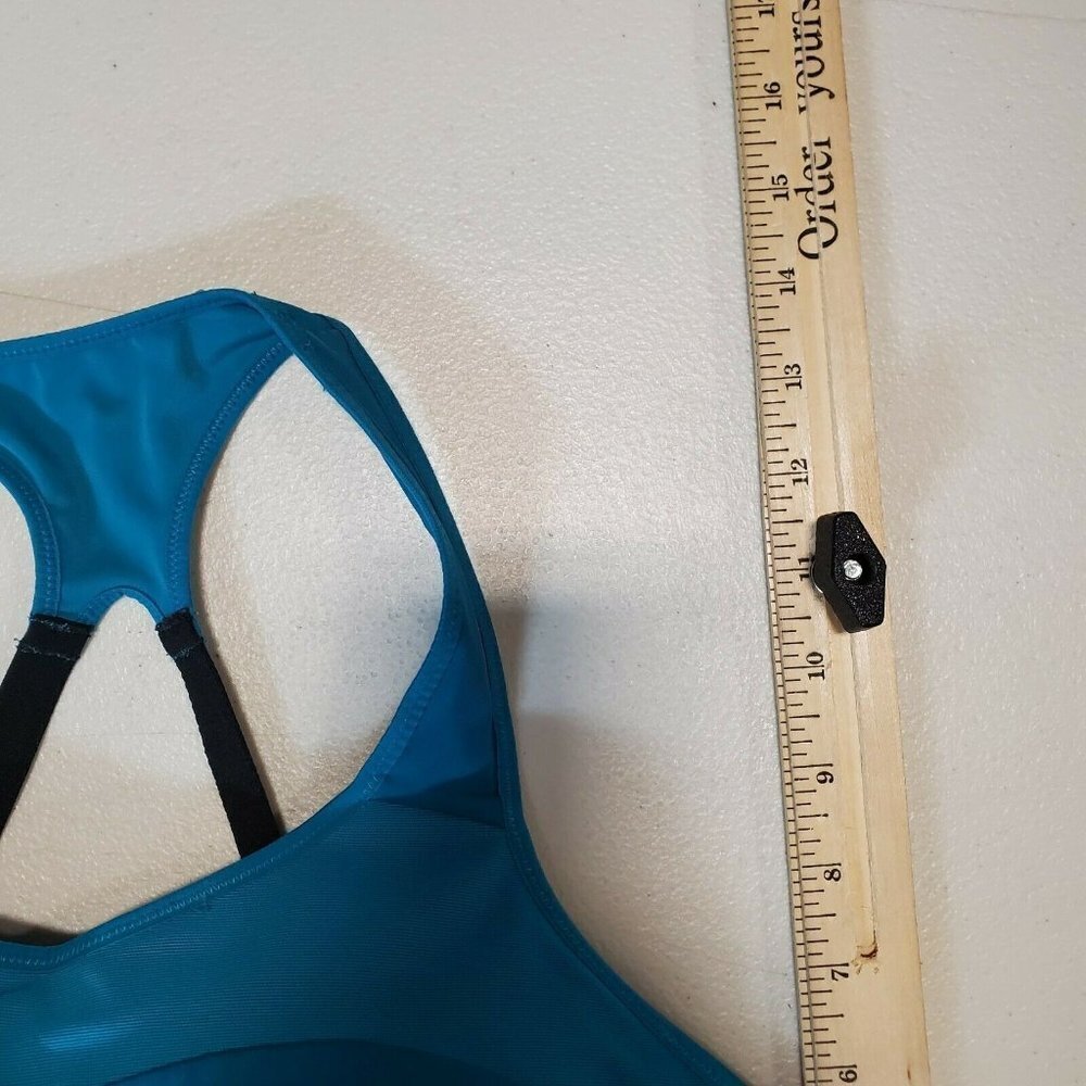 Nike Women's Dri-Fit Structured Sports Bra Blue Black Hook & Eye Size Medium - Picture 8 of 8